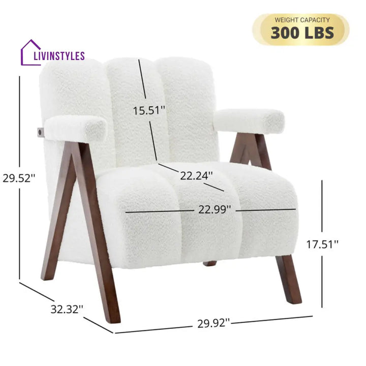 Charita Solid Wood and Fabric Arm Chair | Living Room Chair | Lounge Chair