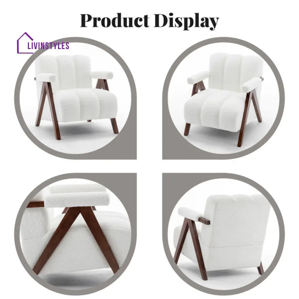 Charita Solid Wood and Fabric Arm Chair | Living Room Chair | Lounge Chair