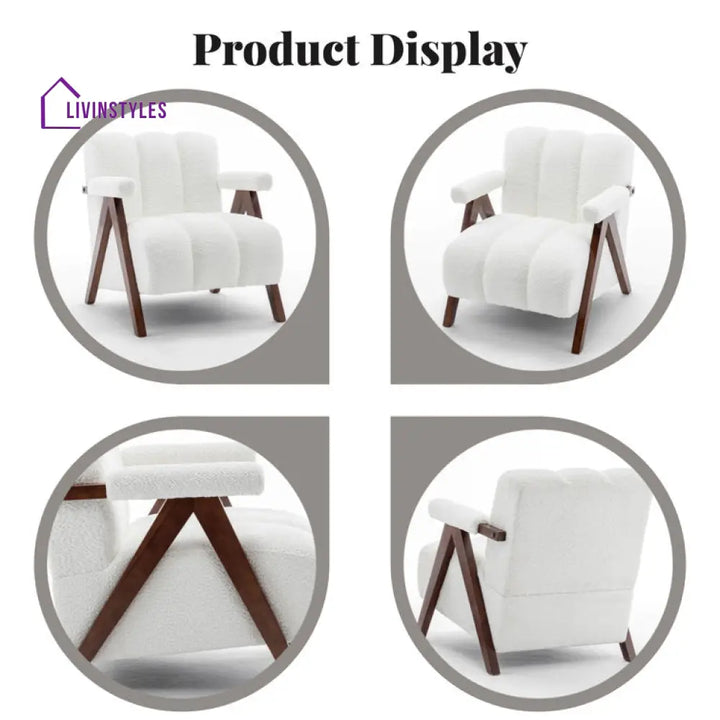 Charita Solid Wood and Fabric Arm Chair | Living Room Chair | Lounge Chair