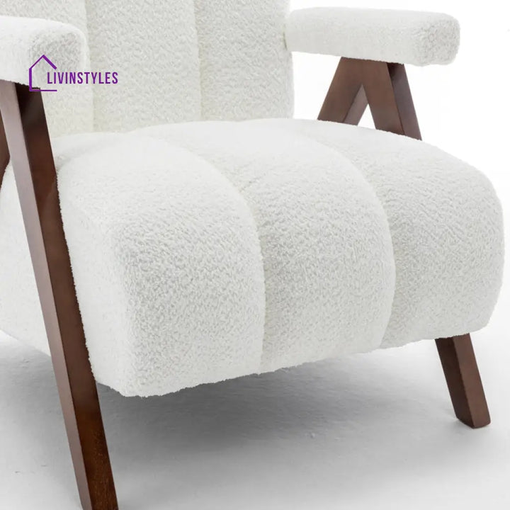 Charita Solid Wood and Fabric Arm Chair | Living Room Chair | Lounge Chair