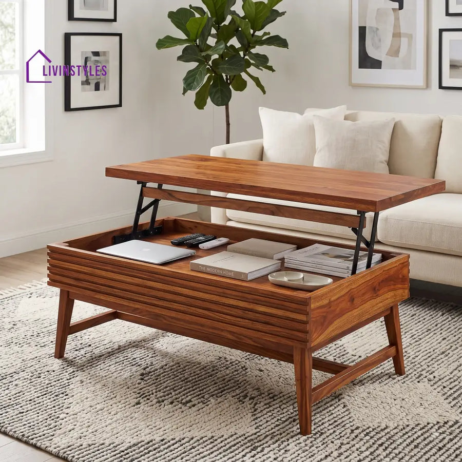 Charitha Sheesham Wood Lift Top Coffee Table for Living Room