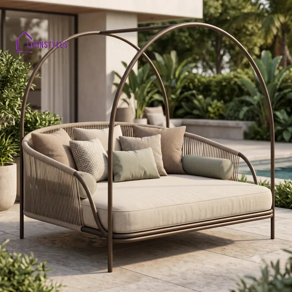 Charlene Premium Outdoor Day Bed in Metal Frame with Powder Coated & Rope