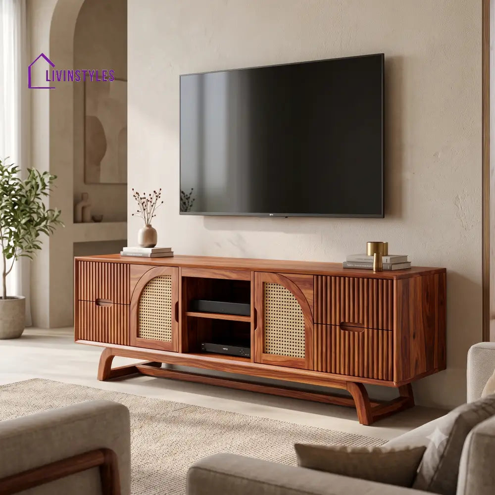 Charlene Solid Sheesham Wood Tv Unit for Living Room | Tv Cabinet | Tv Console Unit