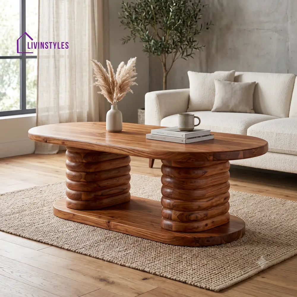 Charlène Wooden Coffee Table for Living Room | Tea Table | Teapoy | Center table
