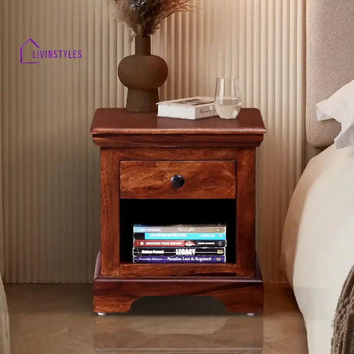 Kanishka Solid wood Bedside Table Honey Oak Bedroom Furniture Sets