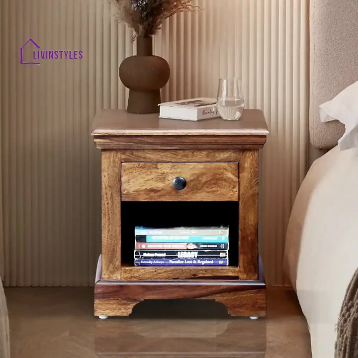 Kanishka Solid wood Bedside Table Natural Bedroom Furniture Sets