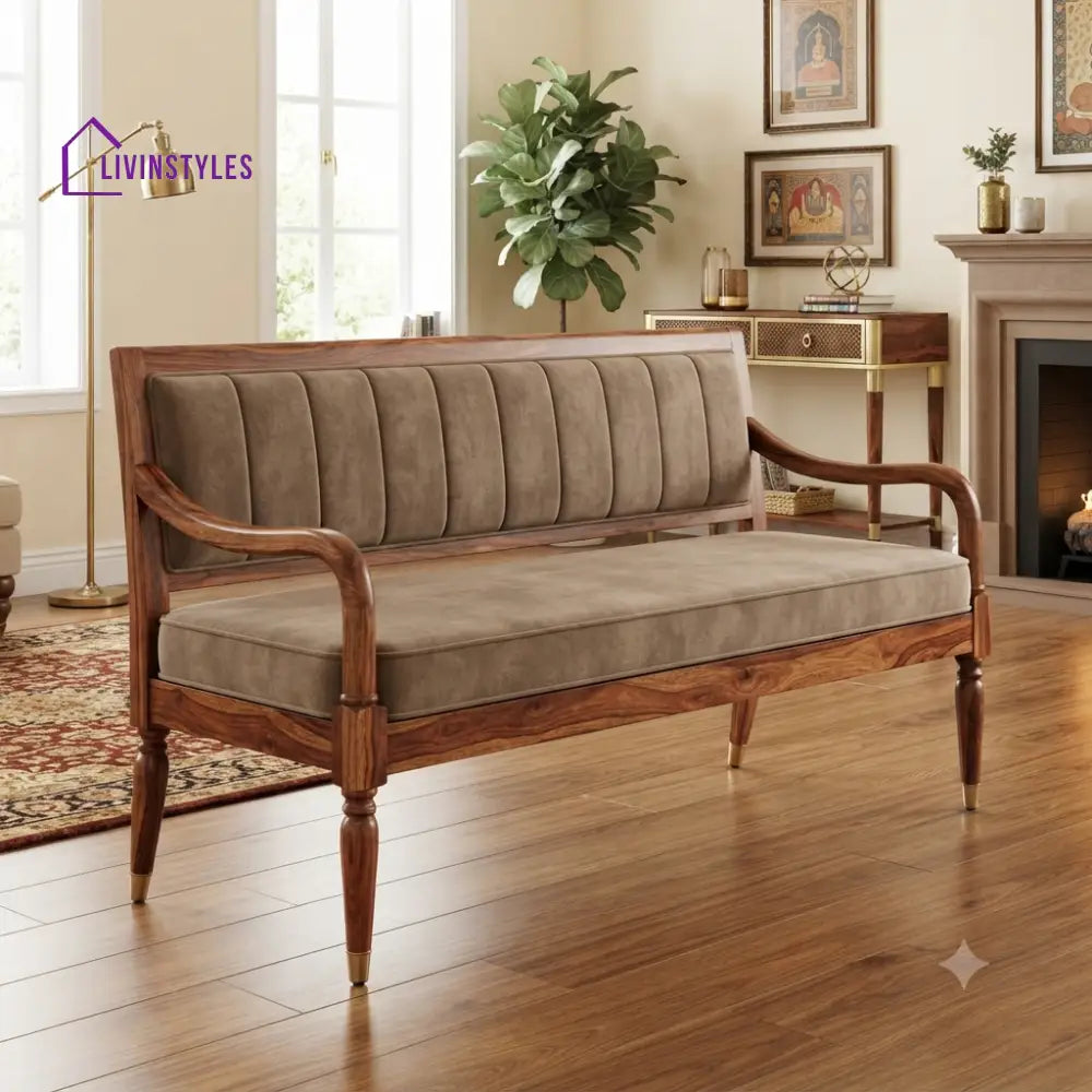 Charles Wooden Bench for Living Room | Bedroom | Extra Seating