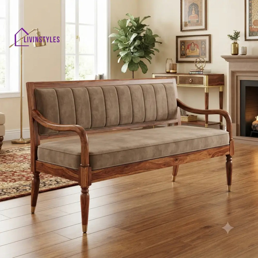 Charles Wooden Bench for Living Room | Bedroom | Extra Seating