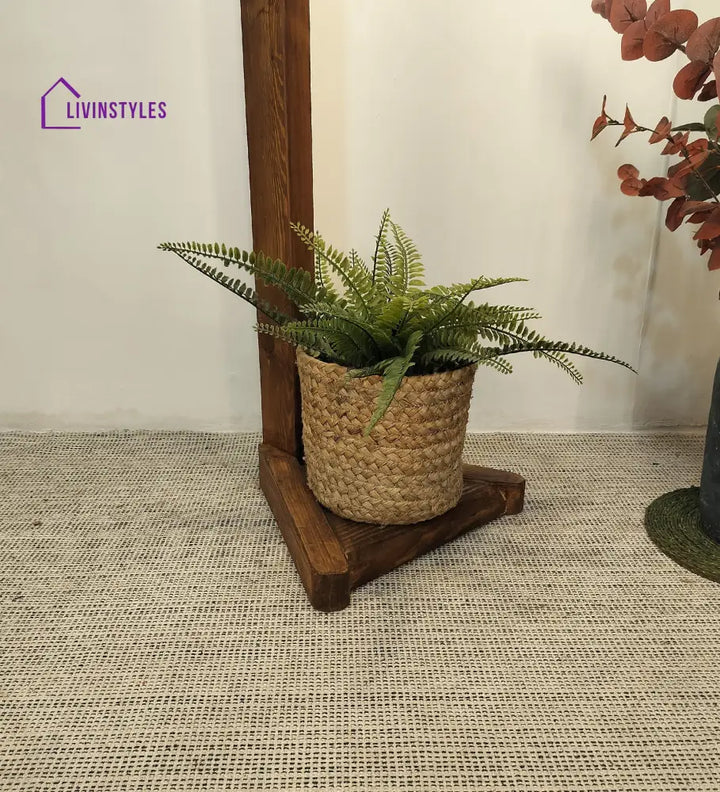 Charles Wooden Floor Lamp With Brown Base And Jute Fabric Lampshade Lamps