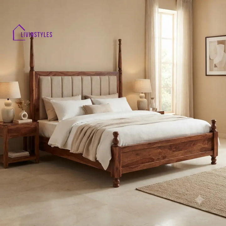 Charlotte Solid Sheesham Wood Poster Bed Without Storage