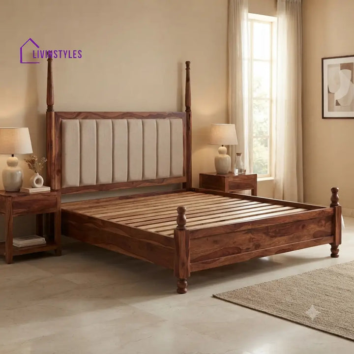Charlotte Solid Sheesham Wood Poster Bed Without Storage