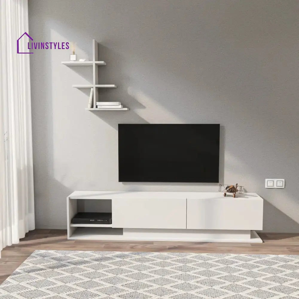 Charlotte White Finish Tv Unit Stand for Living Room