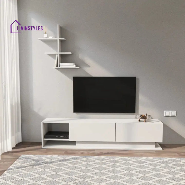 Charlotte White Finish Tv Unit Stand for Living Room