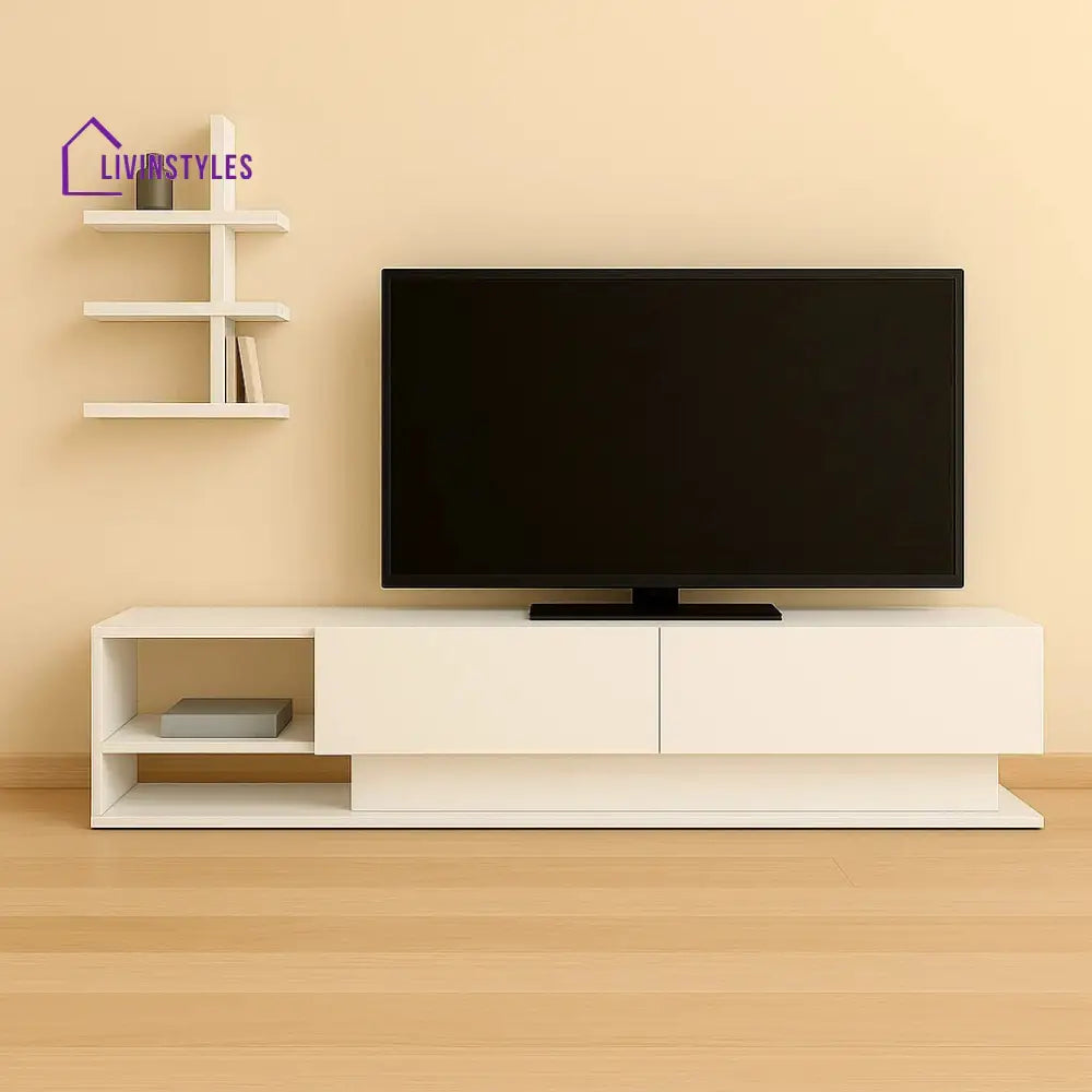 Charlotte White Finish Tv Unit Stand for Living Room