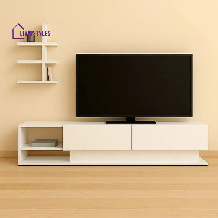 Charlotte White Finish Tv Unit Stand for Living Room