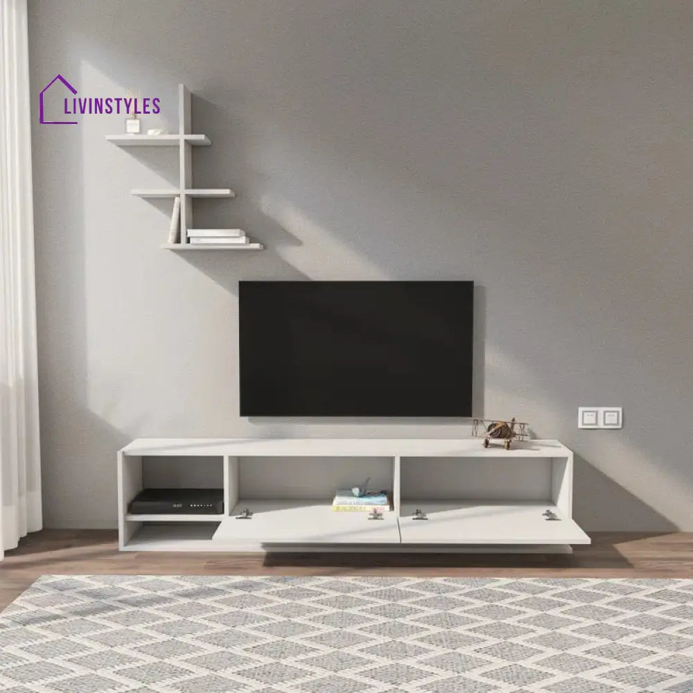Charlotte White Finish Tv Unit Stand for Living Room