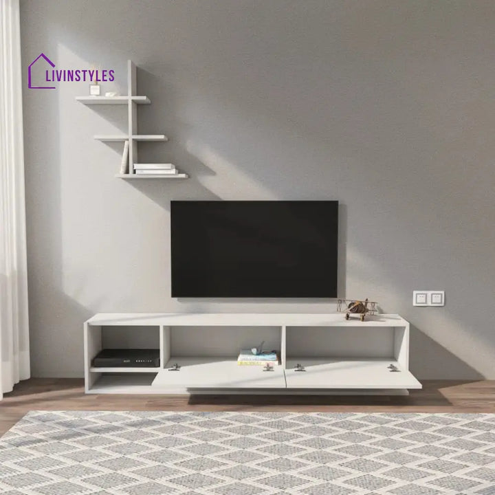 Charlotte White Finish Tv Unit Stand for Living Room