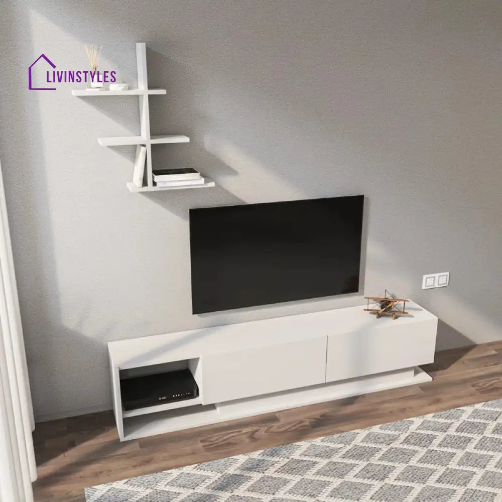 Charlotte White Finish Tv Unit Stand for Living Room