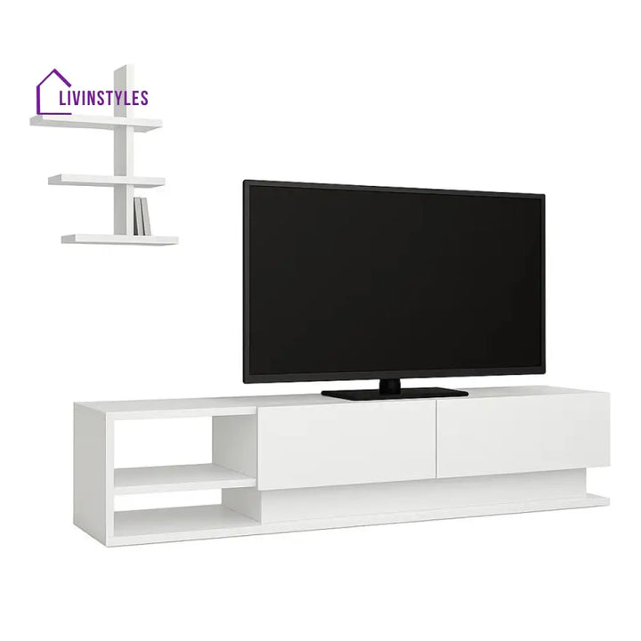 Charlotte White Finish Tv Unit Stand for Living Room
