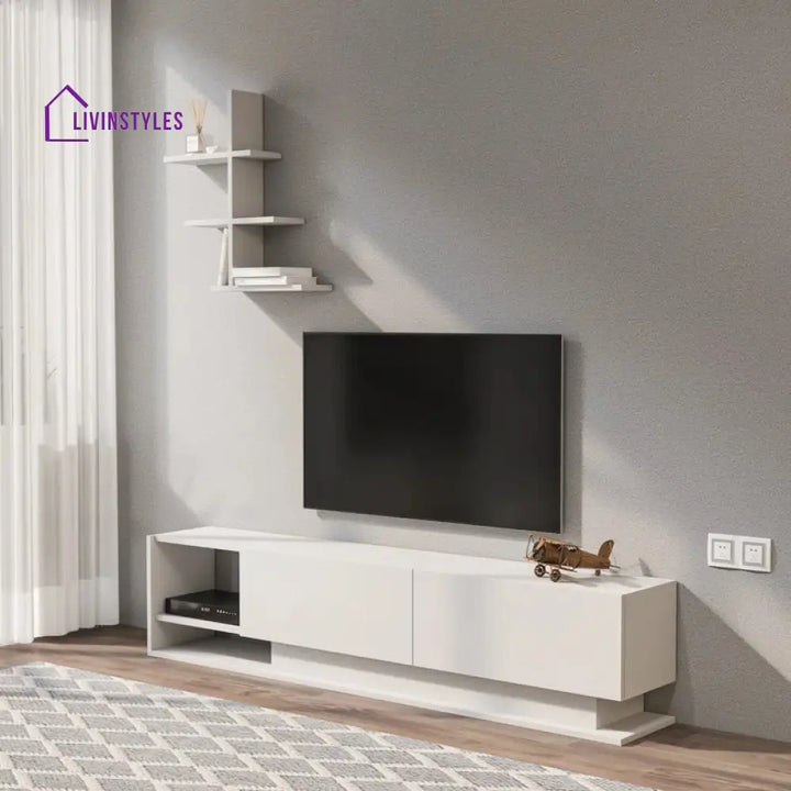 Charlotte White Finish Tv Unit Stand for Living Room