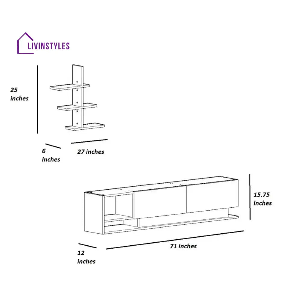 Charlotte White Finish Tv Unit Stand for Living Room