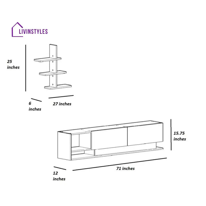 Charlotte White Finish Tv Unit Stand for Living Room