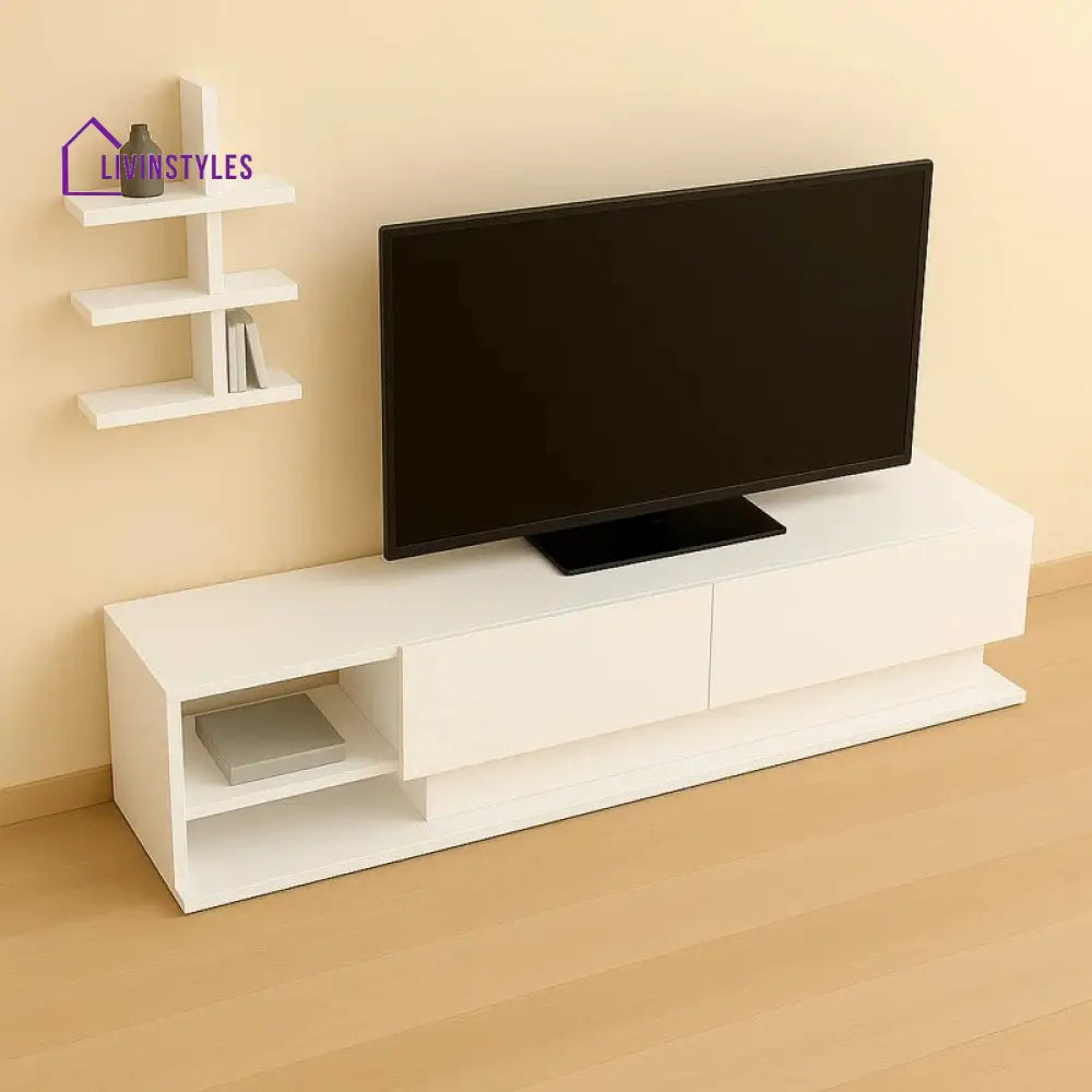 Charlotte White Finish Tv Unit Stand for Living Room