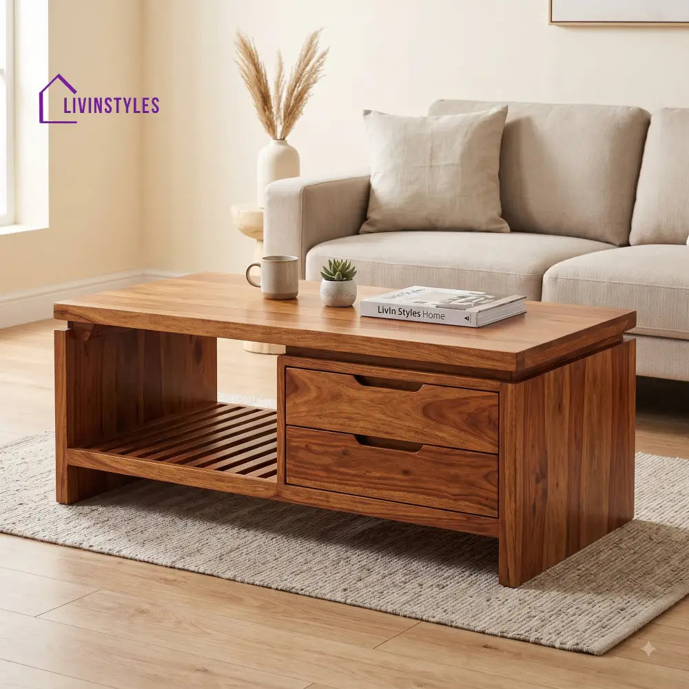 Charlotte Wooden Coffee Table for Living Room | Tea Table | Teapoy | Center table