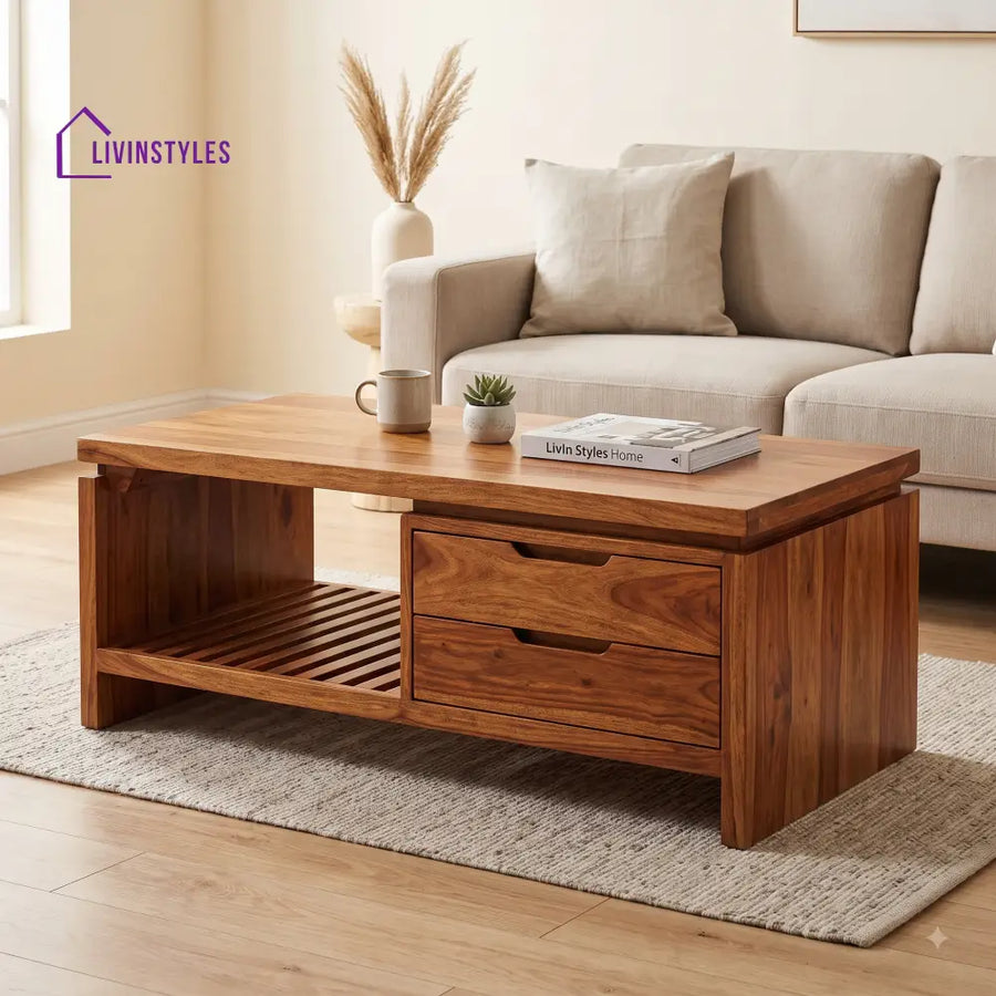 Charlotte Wooden Coffee Table for Living Room | Tea Table | Teapoy | Center table