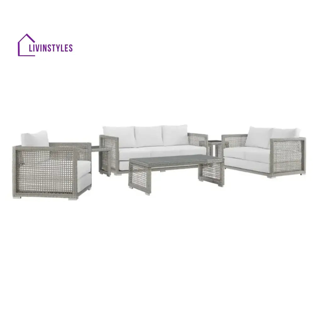 Charmi Outdoor Wicker Woven 6 Pieces Sectional Patio Furniture Set - Sofa Set