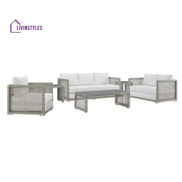 Charmi Outdoor Wicker Woven 6 Pieces Sectional Patio Furniture Set - Sofa Set