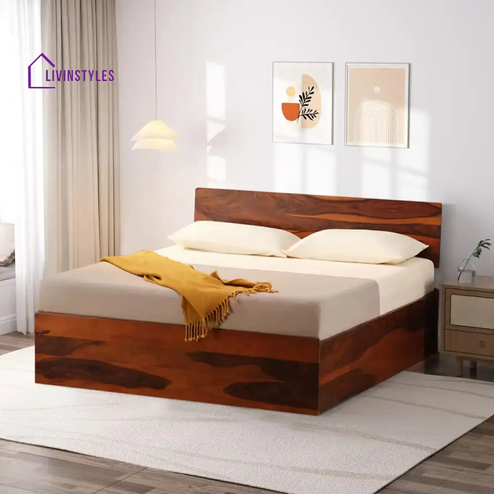 Darshan Sheesham Solid Wood Storage Beds Queen / Honey Bedroom Furniture Sets
