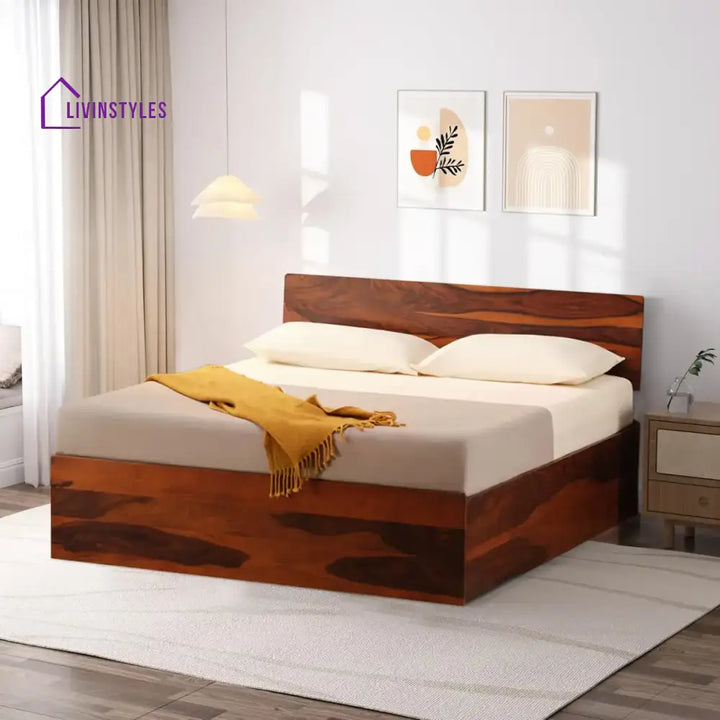 Darshan Sheesham Solid Wood Storage Beds Queen / Honey Bedroom Furniture Sets