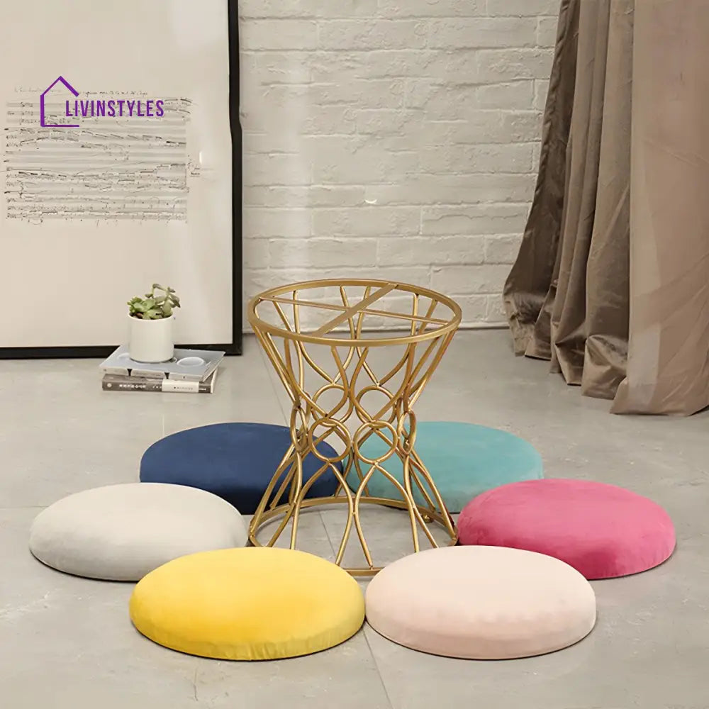 Charulata Living Room Ottoman | Velvet Fabric
