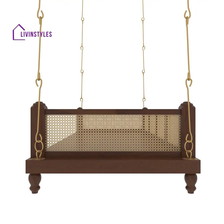 Charvi Elegant Wooden Swing for Home Interiors – Traditional Design with Cane Backrest Swing