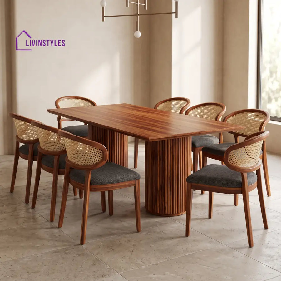 Charvi Premium Solid Wood 8 Seater Dining Table Set