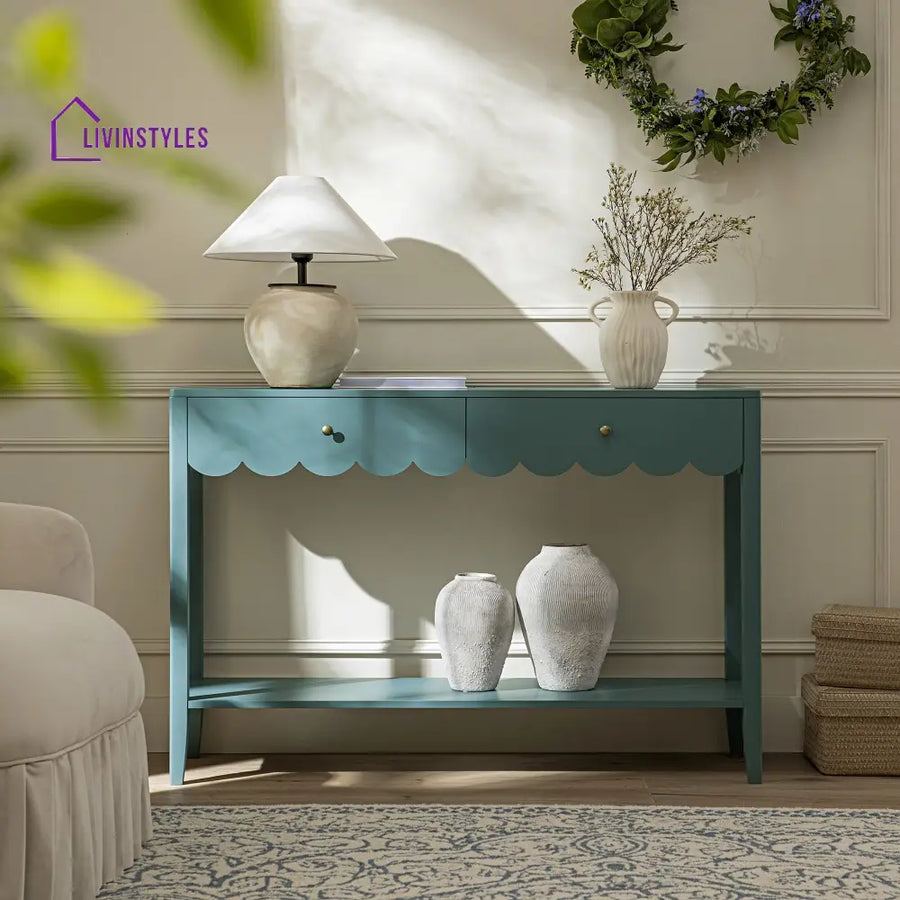 Henley Scalloped Edge Console Table Blue Spruce Console Tables