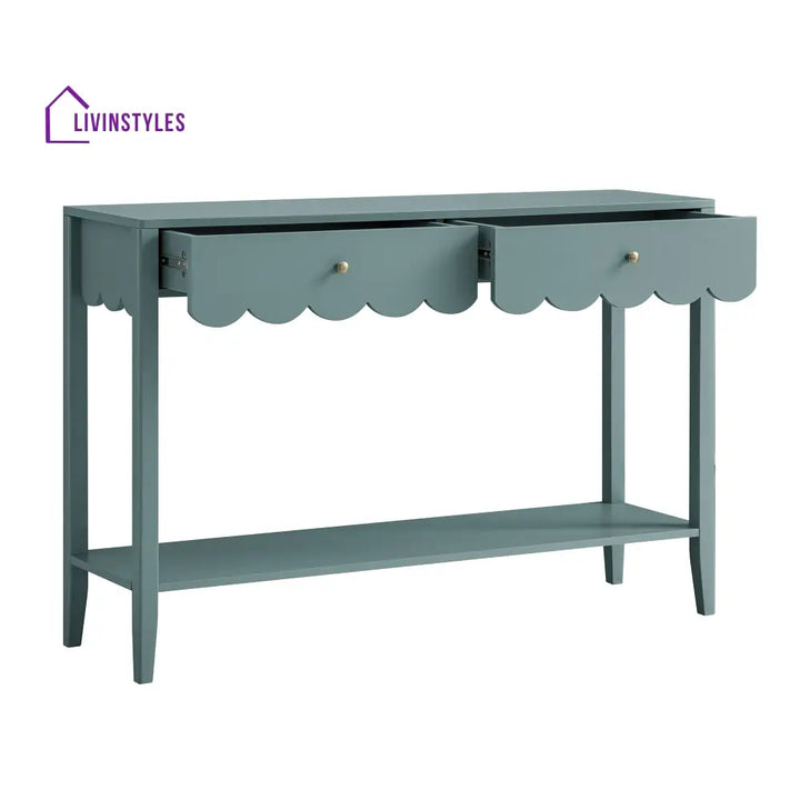 Henley Scalloped Edge Console Table Blue Spruce Console Tables