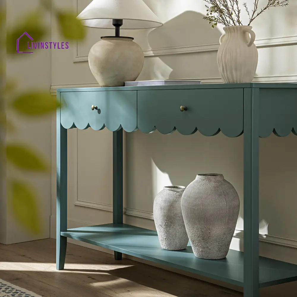Henley Scalloped Edge Console Table Blue Spruce Console Tables