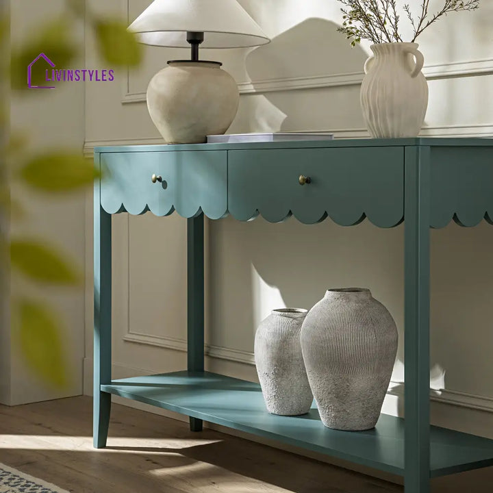 Henley Scalloped Edge Console Table Blue Spruce Console Tables