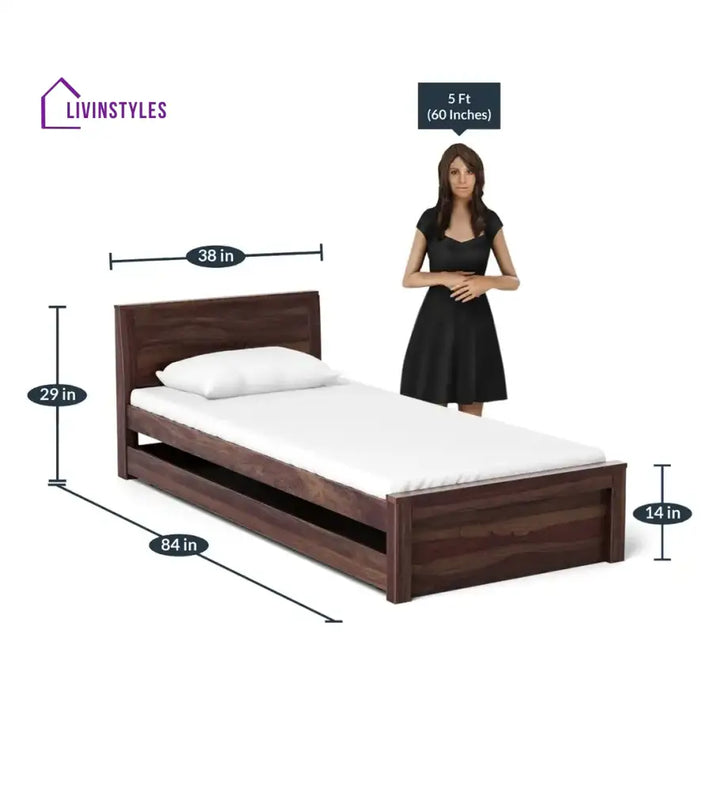 Acro Solid Sheesham Wood Single Bed Bedroom Furniture Sets