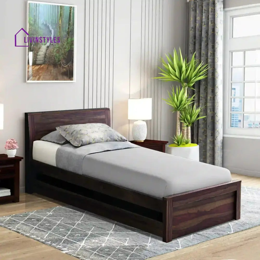 Acro Solid Sheesham Wood Single Bed Walnut Bedroom Furniture Sets