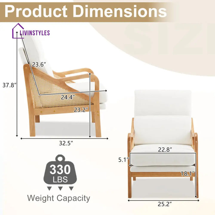 Charvi Solid Wood and Fabric Arm Chair | Living Room Chair | Lounge Chair