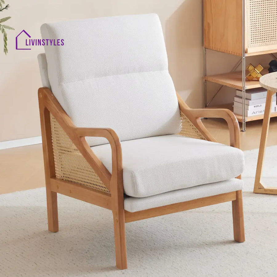 Charvi Solid Wood and Fabric Arm Chair | Living Room Chair | Lounge Chair