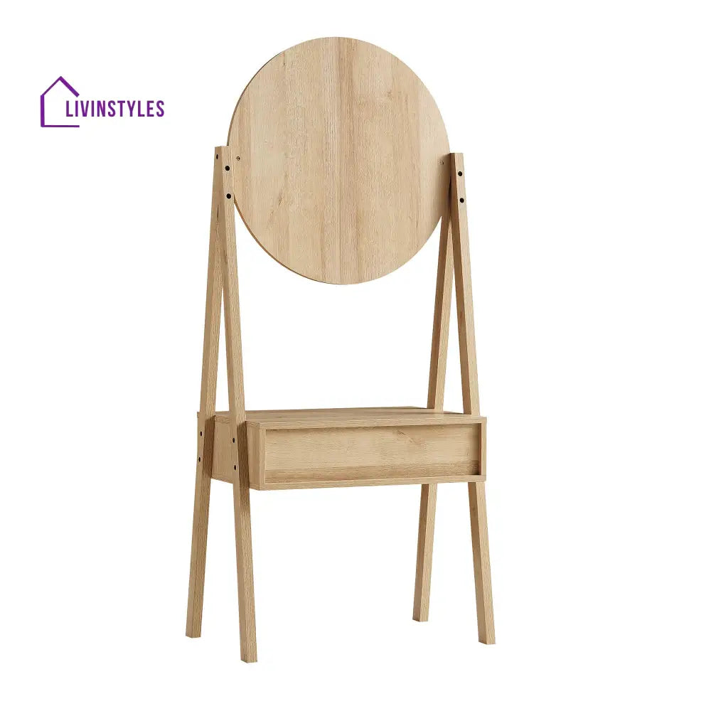 Frances Woven Rattan Standing Dressing Table with Mirror Natural Dressing Tables