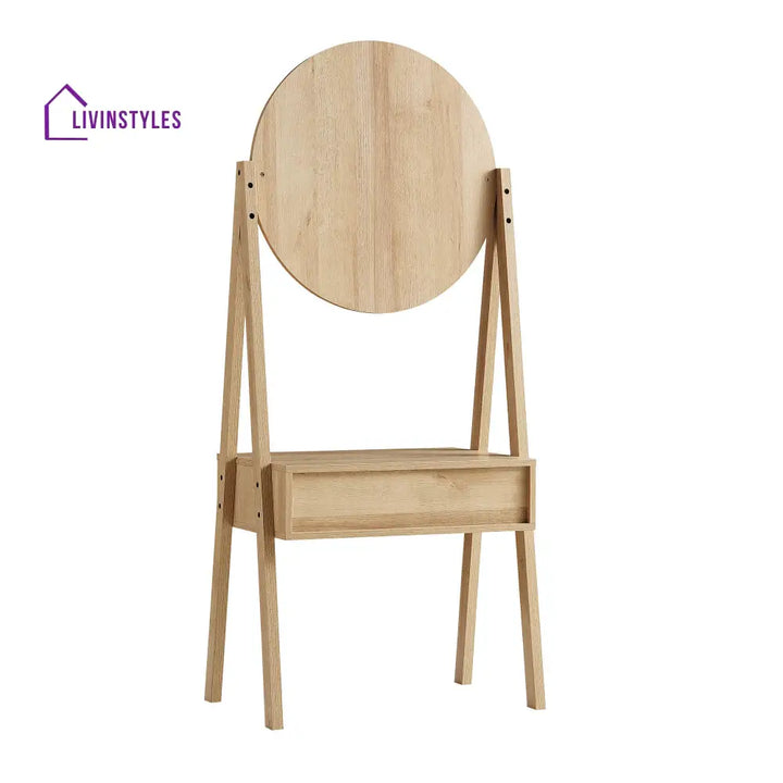Frances Woven Rattan Standing Dressing Table with Mirror Natural Dressing Tables