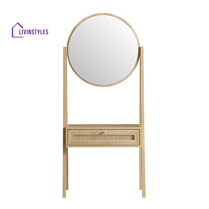 Frances Woven Rattan Standing Dressing Table with Mirror Natural Dressing Tables
