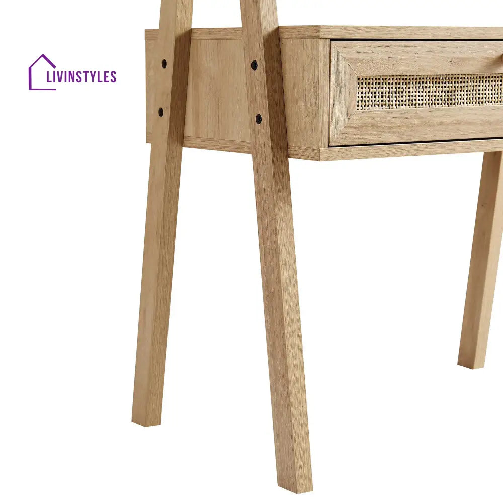 Frances Woven Rattan Standing Dressing Table with Mirror Natural Dressing Tables