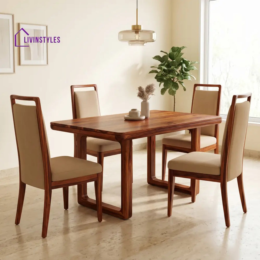 Chester Premium Solid Wood 4 Seater Dining Table Set