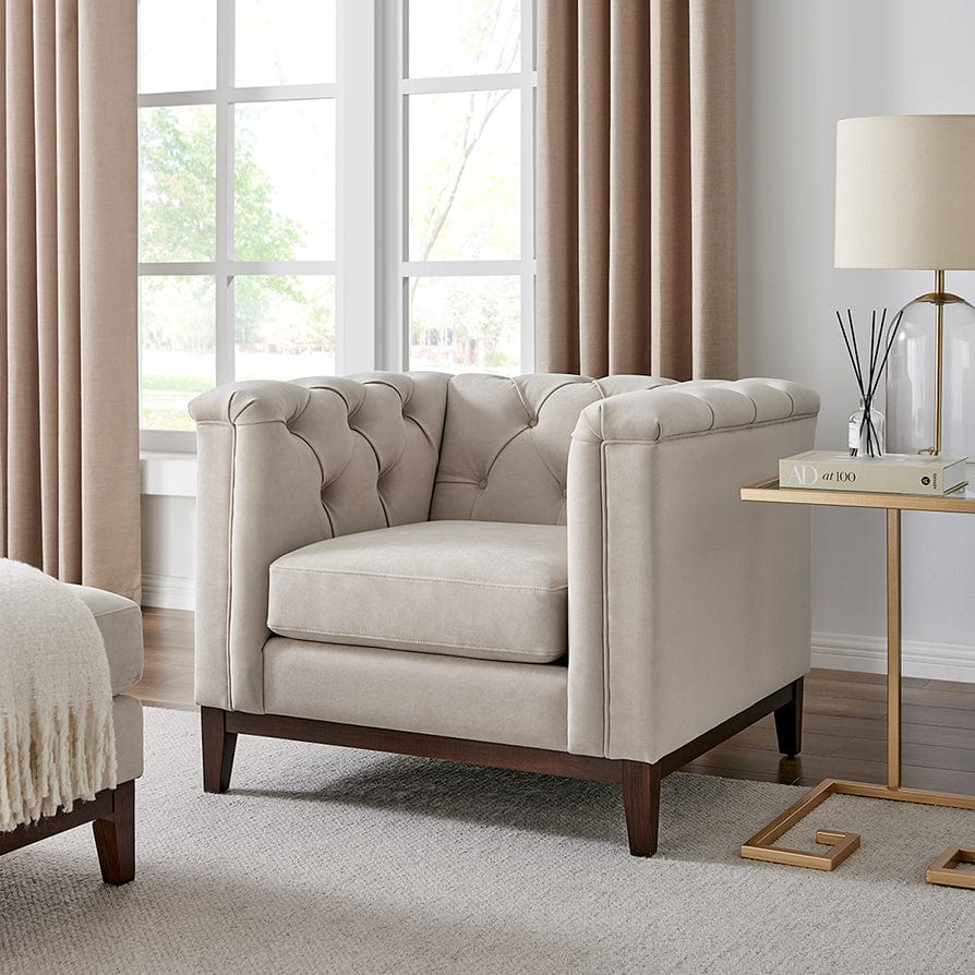 Javier Chesterfield Armchair - Stone